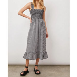 Rails Rumi Smocked Dress in Gingham Mini Plaid Black